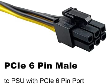 Amangny PCI-E 6 Pin Erkek 8(6 + 2) Pin Erkek PCIe Adaptör Güç Kablosu Sunucu PCI Express Uzatma Kablosu 24 İnç (1 Paket)