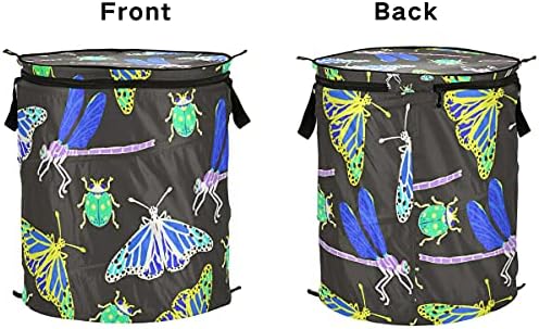 Yaz Kelebekler Yusufçuklar Pop Up Çamaşır Sepeti Katlanabilir Kapaklı Kirli Giysiler Sepet çamaşır sepeti Depolama Sepet Organizatör
