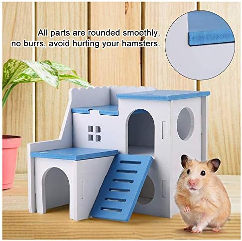 WishLotus Ahşap Hamster Evi, küçük Hayvan Hideout Hamster Evi ile Komik Tırmanma merdiveni Egzersiz Oyuncaklar Lüks İki Katmanlar