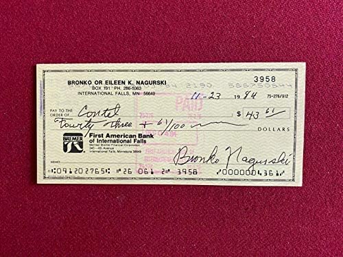 Bronko Nagurski, İmzalı Çek (Kıt/Vintage) Chicago Bears-NFL Kesim İmzaları