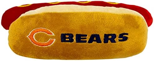 NFL Chicago Bears HOT Dog Peluş Köpek ve KEDİ Squeak Oyuncak-İç Squeaker ve Güzel Futbol Takımı Adı/Logosu ile Köpekler ve Kediler
