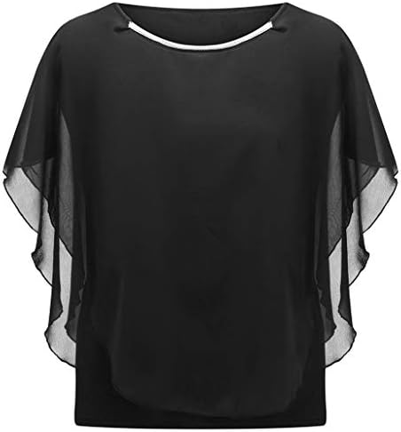 【HebeTop】 Kadın Artı Boyutu Kısa Kollu T Gömlek Temel Tee Tops Yüksek Düşük Gevşek Shirt O Boyun Hafif Üst Tee