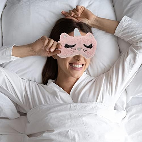 Karikatür Uyku Göz minder örtüsü: 2 Adet Sevimli Uyku Göz Körü Körüne Gölgeleme göz bandı Pembe Beyaz Göz Kapağı Pedi Ev Otel