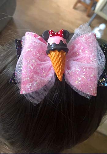 Bebek Kız Inspired Disney Glitter Saç Yaylar İle Klip Fare Kulaklar Dondurma Koni Toddlers İçin, kızlar, kadın Saç Aksesuarları