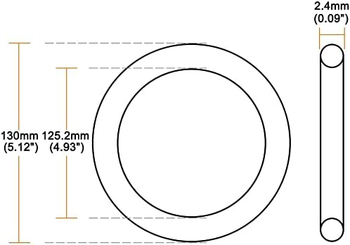 EuısdanAA Nitril Kauçuk O-Ringler 130mm OD 125.2 mm ID 2.4 mm Genişlik, Metrik Buna-N Sızdırmazlık Contası, 10'lu Paket (Cuntas
