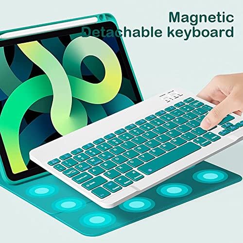 Klavye ipad kılıfı 12.9 İnç 2021 ile 7 Renk Arkadan Aydınlatmalı Ayrılabilir Kablosuz Klavye, ultra İnce İnce PU Akıllı Kılıf