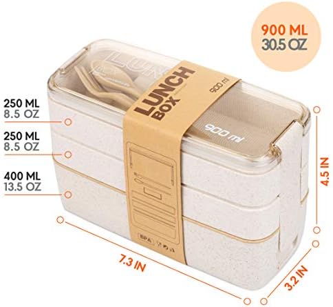 Yetişkinler için TARLİNİ EV Bento Kutusu - Bölücü İle Çocuklar Öğle Yemeği Kutusu, 3 İstiflenebilir Öğle Yemeği Kutuları, mikrodalga
