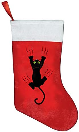 Siyah Kedinin Pençesi Kırmızı Keçe Klasik Noel Çorapları Hediye çantaları işaretler