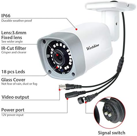 Westshine 5MP 4-in-1 Bullet Güvenlik Kamera AHD / TVI / CVI / Analog CCTV Kamera 3.6 mm HD Lens IR Nightvision Geniş Görüş Açısı