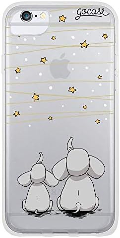 Gocase Boyalı Çiçekler Kılıf ile Uyumlu iPhone 6 Artı / 6 S Artı Şeffaf Baskı ile Silikon Şeffaf TPU Koruyucu Kılıf Çizilmeye