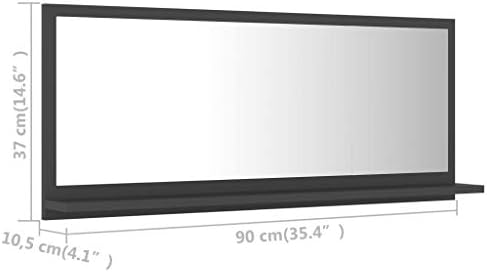 yeacher Banyo Aynası Gri 35.4 inç × 4.1 inç ×14.6 inç, Pürüzsüz Yüzeyli Sunta Kullanarak, Çevre Dostu Malzeme Seçimi,