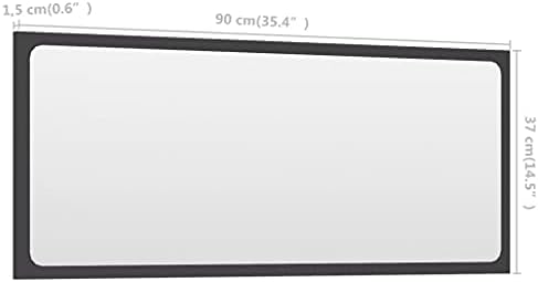 yeacher Banyo Aynası Gri 35.4 inç × 0.6 inç ×14.6 inç, Pürüzsüz Yüzeyli Sunta Kullanarak, Çevre Dostu Malzeme Seçimi,