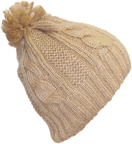 En iyi kış şapka kadın kablo örgü kolsuz kış kap 3 1/2 Pom Pom (Bir boyut)