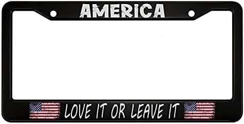 oFloral Amerika Aşk ya da Bırakın Alüminyum Alaşım plaka çerçevesi Vintage Eski ABD Bayrağı Uygulanabilir ABD Standart Araba
