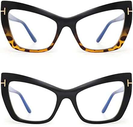 2 Paket Bayan Sevimli Boy CatEye Mavi ışık Engelleme okuma gözlüğü Büyük gözlük çerçeveleri Büyük lens bilgisayar okuyucular