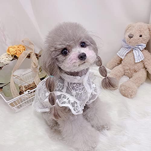 KİLLUA Köpek Dantel Elbiseler Pet Giysi, Beyaz Prenses Bale Etek (Dantel Kafa Bandı, Orta)