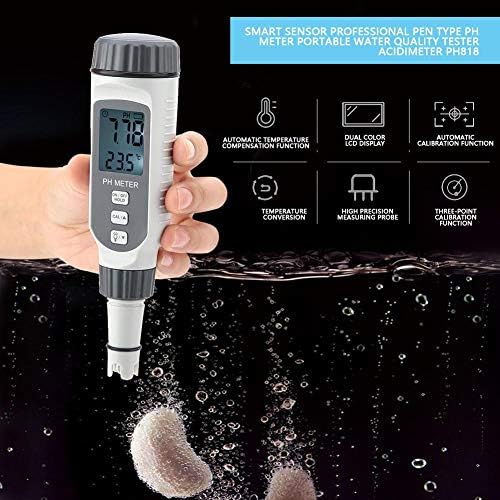 PH Ölçer, PH Test Cihazı Taşınabilir Su Kalitesi PH Test kalemi Acidimeter PH818 Endüstriyel Elektrik ve Tarım için Geniş LCD