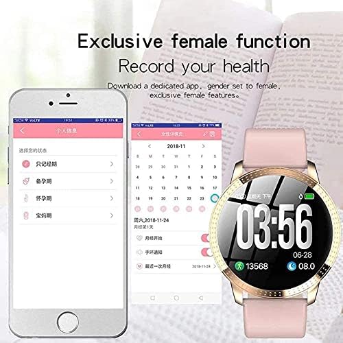XYJ akıllı saat Tam Dokunmatik Kadın Ip67 Su Geçirmez Kan Basıncı nabız monitörü Yuvarlak Smartwatch Bluetooth Android Los (Renk: