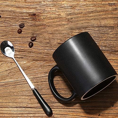 Smilatte M010 Mat Siyah Porselen Kahve Kupalar, 12 oz Klasik Seramik Fincan Latte Cappuccino Çay için Kolu ile, 4 set