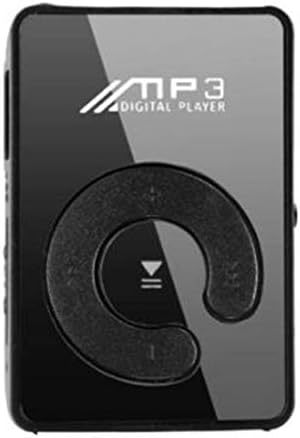 ıtchoate Mini Ayna Klip MP3 Çalar Taşınabilir Moda Spor USB Dijital Müzik Çalar Micro SD TF Kart Medya Oynatıcı-Siyah