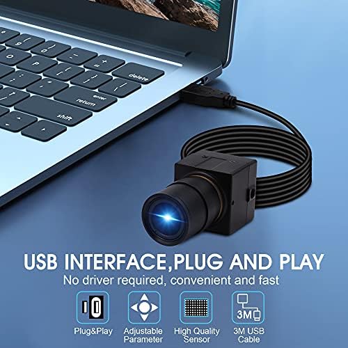 4K Ultra HD USB Kamera,UHD 2.8-12mm 10X Değişken Odaklı Lens 2160P Sony IMX317 Sensörlü USB Kamera, UVC Uyumlu Web Kamerası Çoğu