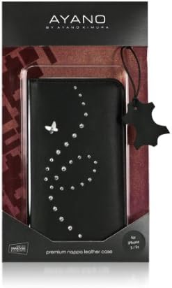 AYANO Mystique - Siyah Deri Flip Case (Kristal) SWAROVSKİ ELEMENTS için iPhone 5/5 s w/Plastik Kılıf-mys-pp-bkc-fc-ıp-c