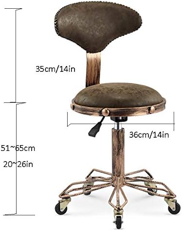 Tekerlek üzerinde Eyer Sandalye Taburesi, Yeşil PU Sentetik Deri Koltuklu Salon Eyer Taburesi,Ayarlanabilir Yükseklik 51-65 cm,Desteklenen