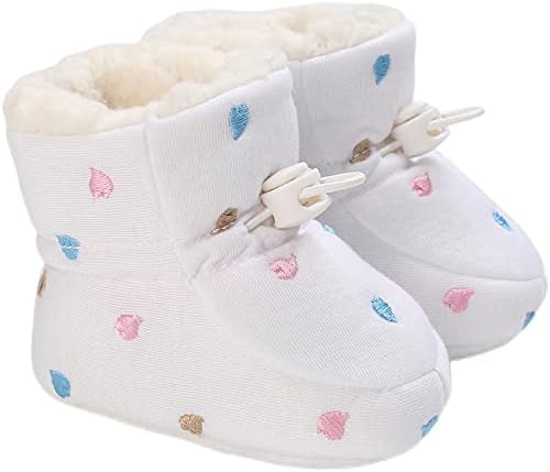 AMSDAMA Kız Bebek Ayakkabı Bebek Yumuşak ve hafif Pamuk taban Pamuk Peluş astar Kar Botları Daireler Yürümeye Başlayan