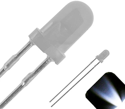 buzlu Lensli 3mm Yuvarlak Üst LED - Soğuk Şeffaf Beyaz LED-Ultra Parlak (10'lu Paket)