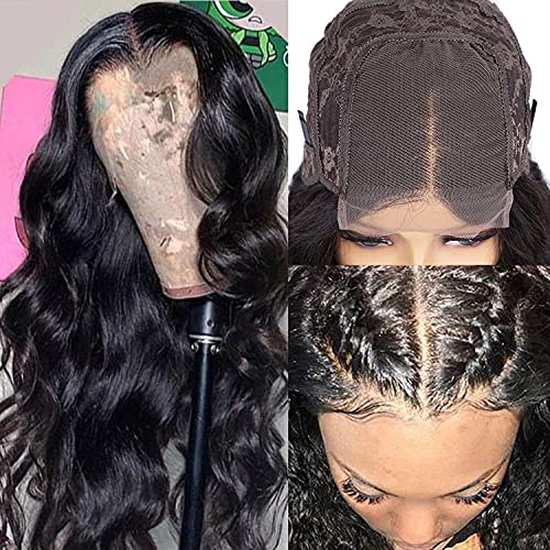 Vücut Dalga Dantel ön peruk İnsan Saç Peruk Siyah Kadınlar ıçin 24 inç Brezilyalı işlenmemiş insan saçı Dantel Kapatma Peruk