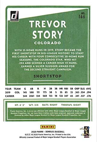 2020 Donruss Bağımsızlık Günü 166 Trevor Hikayesi Colorado Rockies Resmi MLB PA Beyzbol Ticaret Kartı Ham (NM veya Daha iyi)