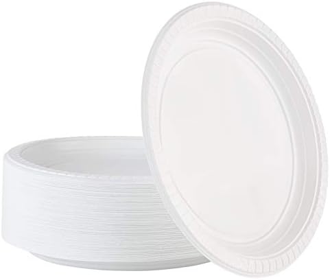 Plasticpro 6 inç Yuvarlak Plastik Tabaklar Mikrodalgada, Tek Kullanımlık, Beyaz, Yemek Takımı 200 Sayısı