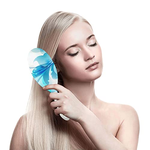 Mavi Tonları Çiçekler Baskı hava yastığı Saç Fırçası Profesyonel Saç Tarak hava yastığı Tarak Kadın Kızlar Bayanlar İçin Saç