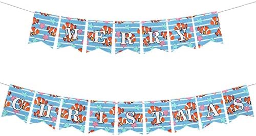Blueangle Merry Christmas Banner ile Palyaço Balığı - Noel Keçe Kumaş Afiş Dekorasyon için Ev yılbaşı dekoru