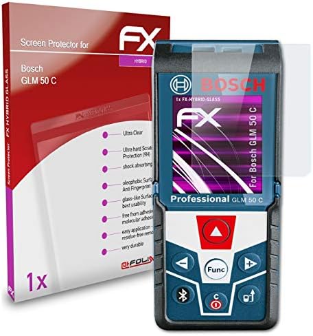 atFoliX Plastik Cam Koruyucu Film ile Uyumlu Bosch GLM 50 C Cam Koruyucu, 9 H Hibrid-Cam FX Cam Ekran Koruyucu Plastik