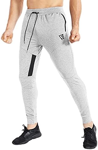 ZENWILL Mens Konik Egzersiz Koşu Pantolon, Jogger Eğitim Sweatpants Slim Fit Zip Cepler ile