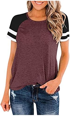 Kadınlar ıçin bahar Tops Crewneck Kısa Kollu Çizgili T-Shirt Gevşek Bluz Artı Boyutu Gömlek 2022 Yaz Katı Casual Tops