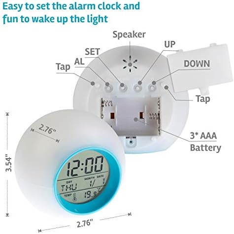 ZALİM Çalar saat Uyandırma Kolay Ayar dijital Saat Erkek Kız için, 7 renk değiştiren led ışık Büyük Ekran Saat/Tarih/Sıcaklık/Alarm