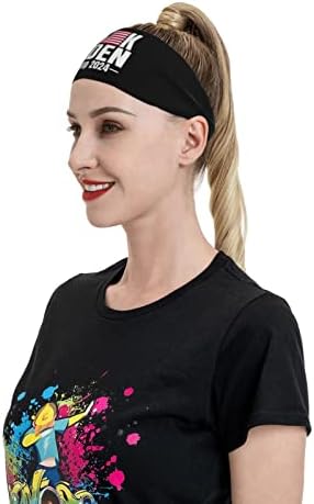 Fu-k Bıden Amerikan Bayrağı Trump 2024 Unisex Yoga Egzersiz Hairband Performans Streç Dostu Bantlar Kaymaz Nem Esneklik Saç Aksesuarları