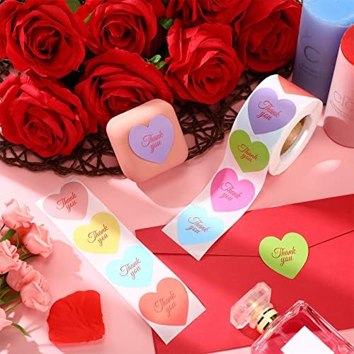 500 Adet Kalp Teşekkür Ederim Etiket Çıkartmaları Renkli Çıkartmalar Kalp Şeklinde Sevgililer Etiketler Kendinden Yapışkanlı