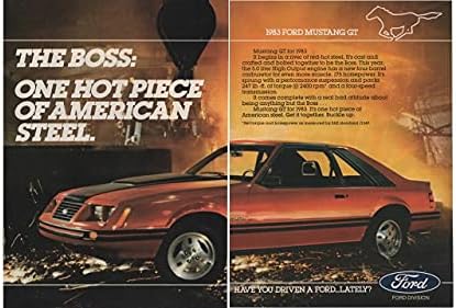 2 Orijinal Dergi Baskı reklamı seti: 1983 Ford Mustang GT, Mustang GT ile bir an, Patron: Bir Sıcak Amerikan Çeliği Parçası