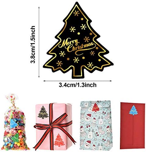 500 Parça Merry Christmas Ağacı Etiket Çıkartmaları Mühürler Etiketler Etiketler Tatil Sticker Noel Elemanları ile Ağacı Tasarım