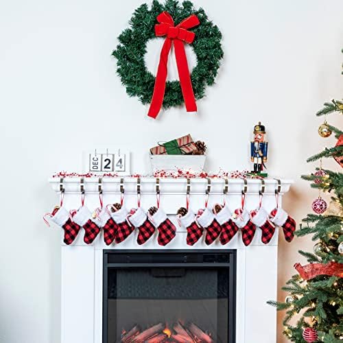 JOYIN 12 Paket 5 Mini Noel Stocking, Kırmızı Siyah Buffalo Ekose Noel Çorap Noel Ağacı Dekorasyon için, parti Iyilik ve Tatil