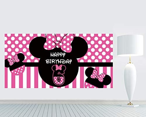 Minnie Mouse 6th Doğum Günü Zemin, Minnie Mouse 6th Doğum Günü Afiş Parti Malzemeleri, Minnie Mouse 6th Doğum Günü Süslemeleri,