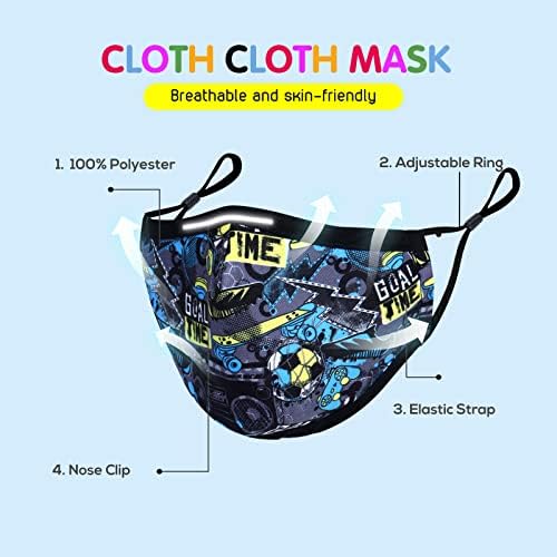 [9 Paketi ile 9 Pcs Filtreler] Çocuk Bez Yüz Maskesi, Karikatür Yıkanabilir Yüz Maskeleri Kullanımlık Ayarlanabilir Maske için