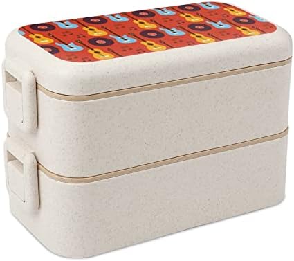Müzik Enstrümanı Desen bento kutusu çift taraflı toka dışarı Çıkmak yiyecek kutusu çift katmanlı Taşınabilir yemek kabı