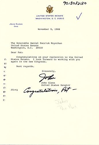 John Glenn-11/09/1988 İmzalı Mektup