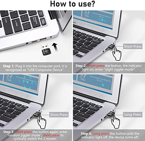 Mini Mouse Jiggler Anahtar Düğmeli Metal USB Mouse Mover Algılanamaz, 2 Jiggle Modlu Otomatik Fare Çalkalayıcı, Sürücüsüz, Tak