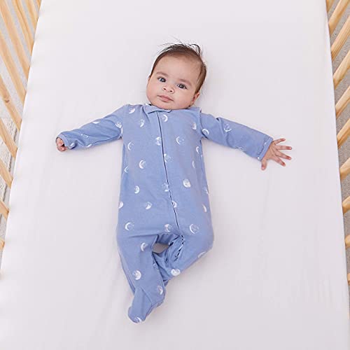 aden + anais Blue Moon Bundle-Comfort Knit Düğümlü Yenidoğan Bebek Elbisesi ve Şapka, 0-3 Ay-Bebekler için Comfort Knit Footie
