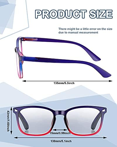10 Pairs okuma gözlüğü Kare Çerçeve Bilgisayar Gözlük Boy Oyun Gözlük Erkekler Kadınlar için, + 2.0 Büyütme